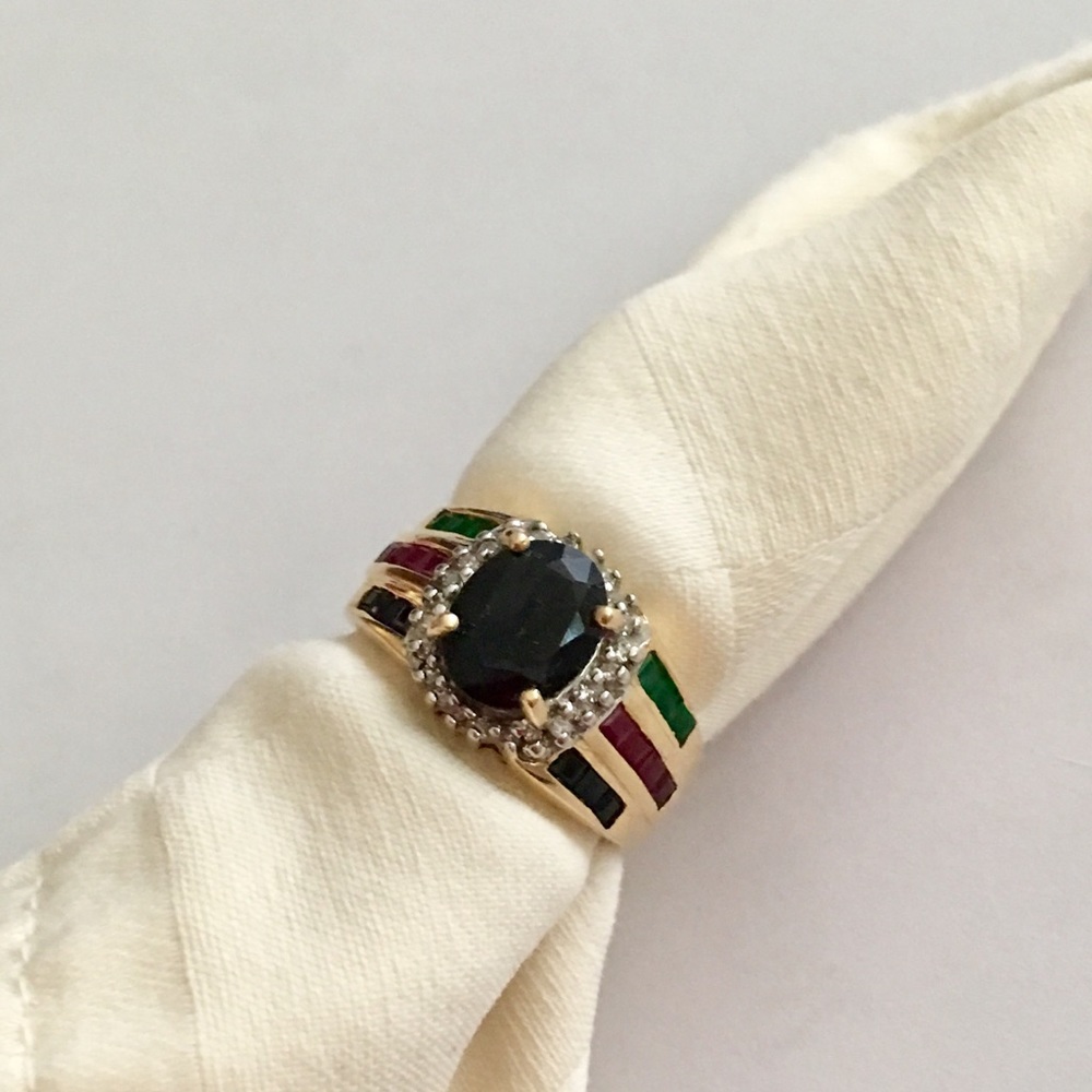 14k gold and gemstone ring